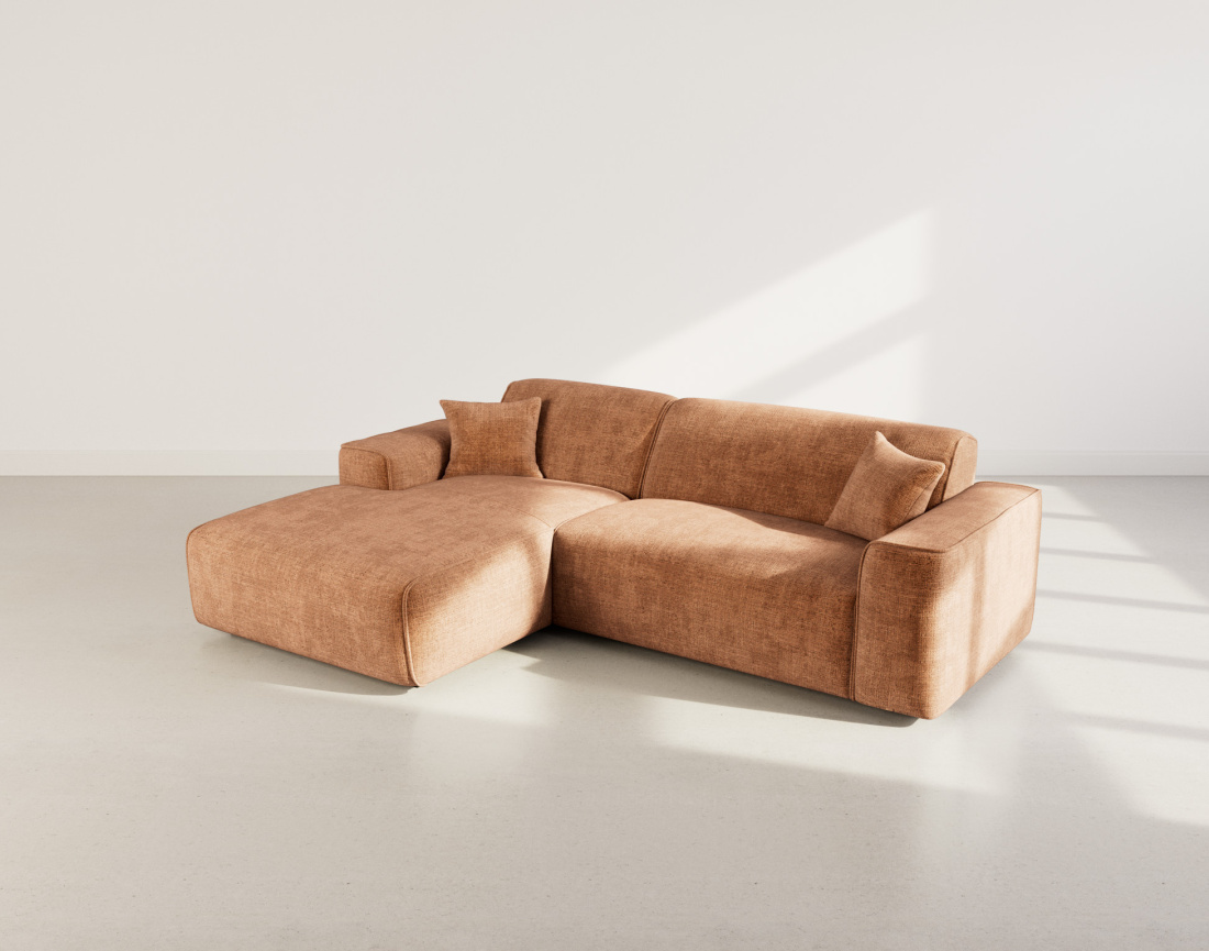 Canapé d'angle gauche 4 places en velours texturé Lison