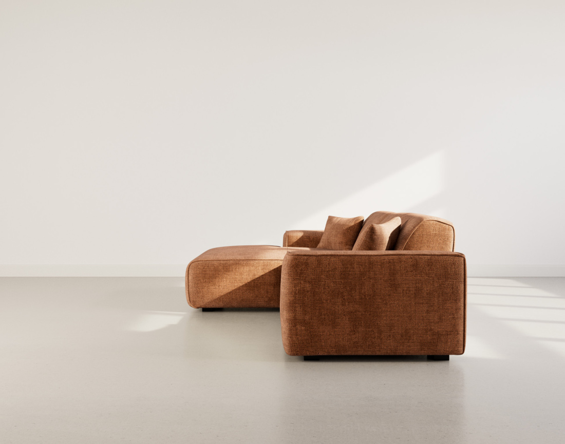 Canapé d'angle gauche 4 places en velours texturé Lison