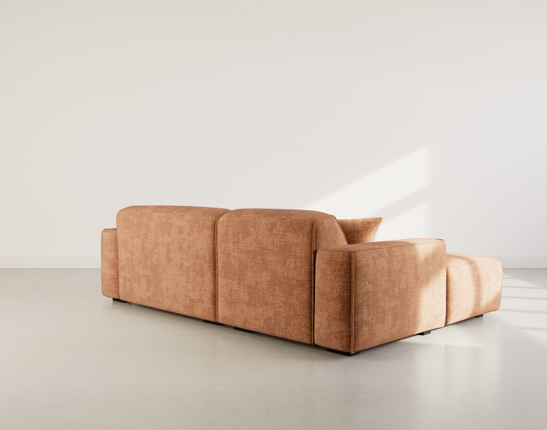 Canapé d'angle gauche 4 places en velours texturé Lison