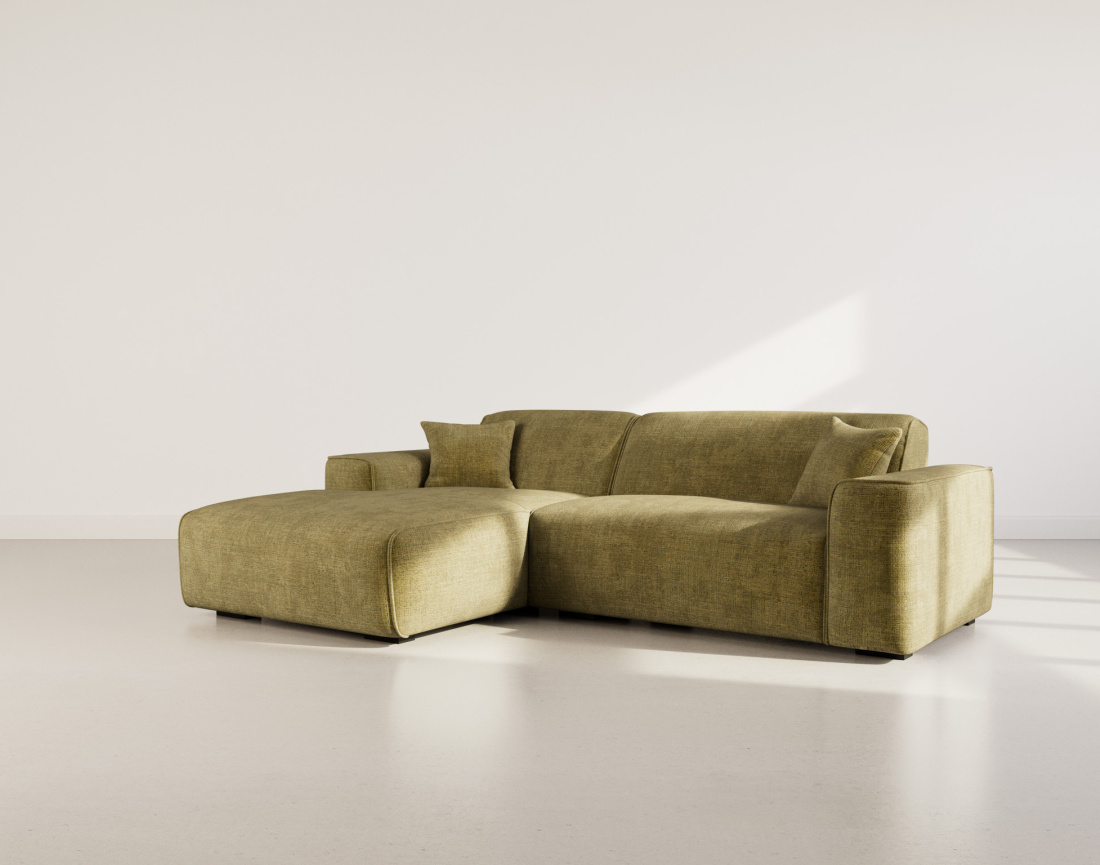 Canapé d'angle gauche 4 places en velours texturé Lison