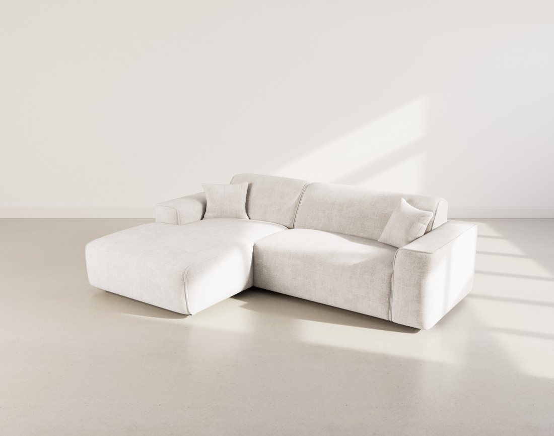 Canapé d'angle gauche 4 places en velours texturé Lison