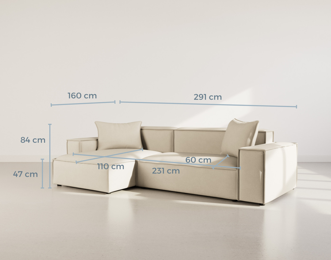 Canapé d'angle réversible 4 places en velours texturé Atlas
