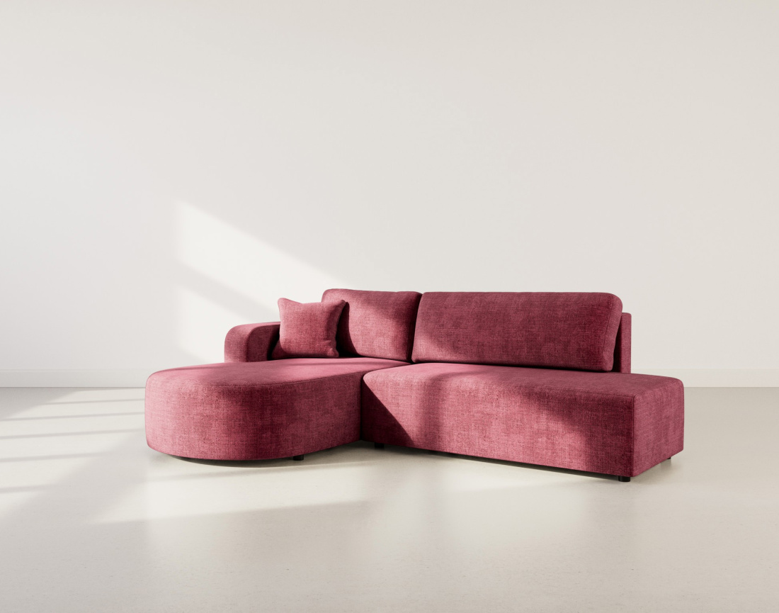 Canapé d'angle gauche 4 places convertible avec coffre sans accoudoirs en velours texturé Miro