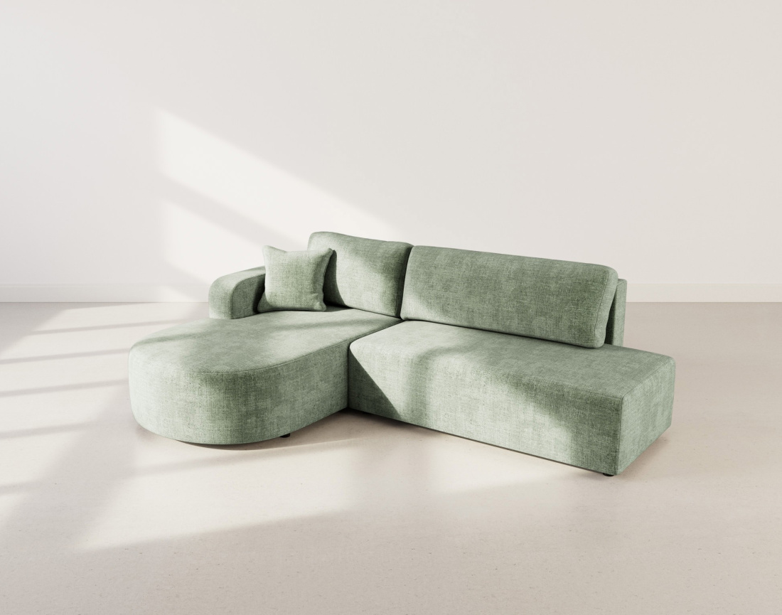 Canapé d'angle gauche 4 places convertible avec coffre sans accoudoirs en velours texturé Miro