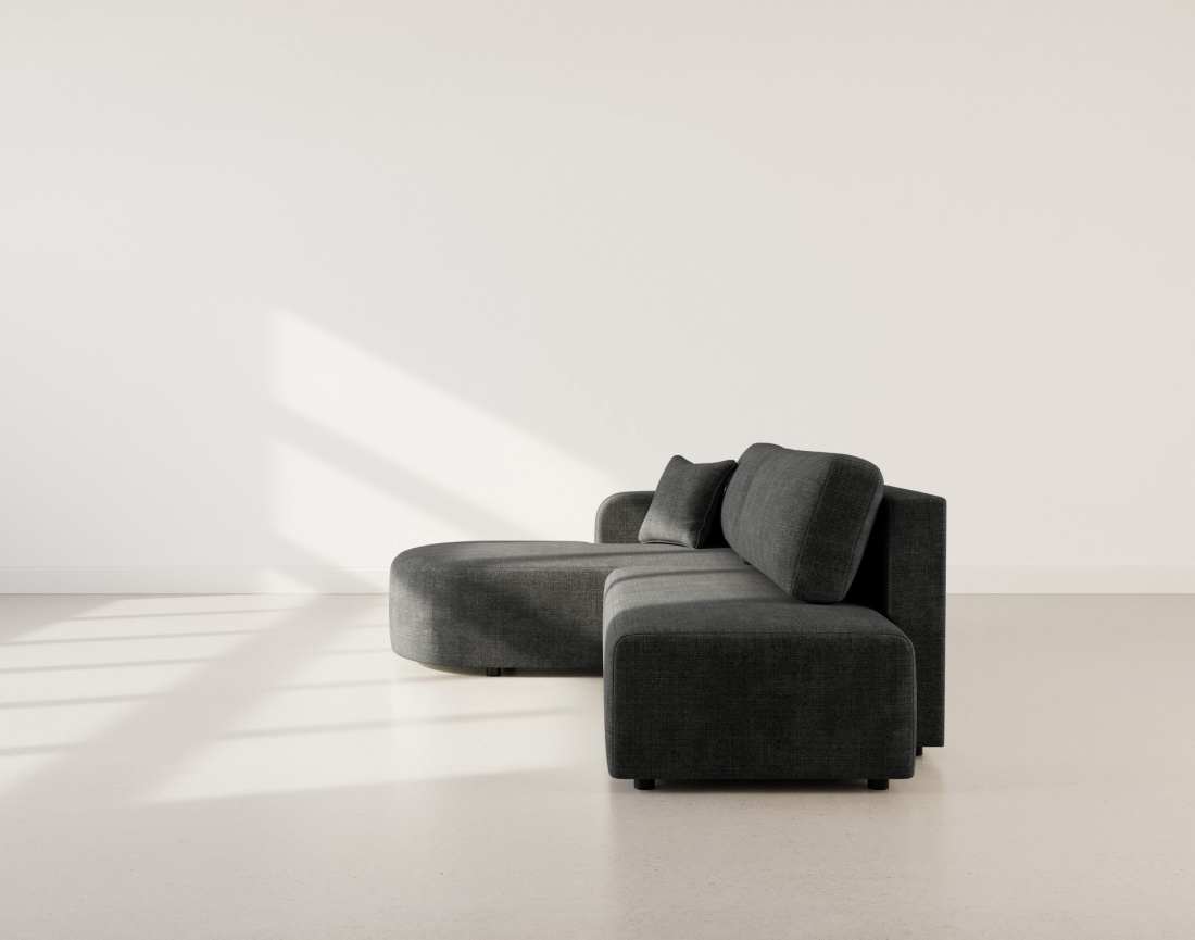 Canapé d'angle gauche 4 places convertible avec coffre sans accoudoirs en velours texturé Miro