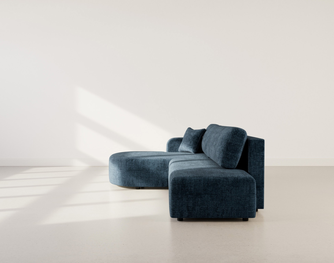 Canapé d'angle gauche 4 places convertible avec coffre sans accoudoirs en velours texturé Miro