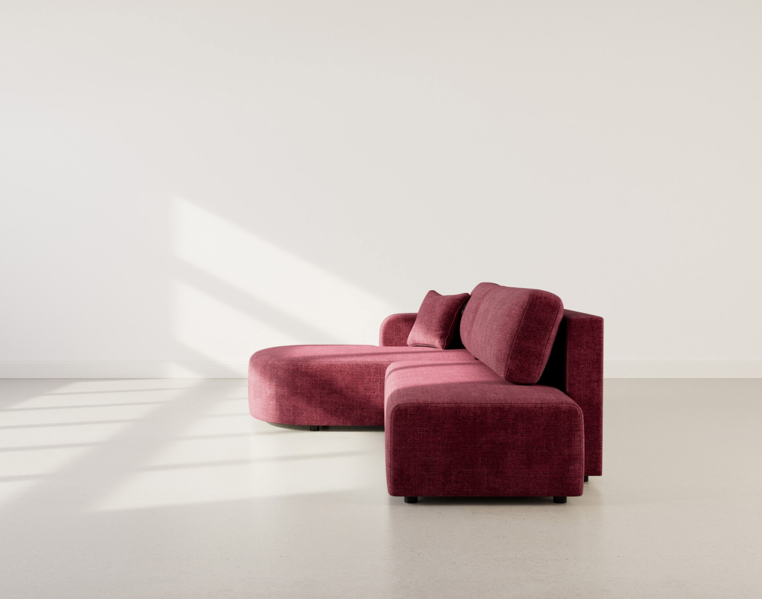 Canapé d'angle gauche 4 places convertible avec coffre sans accoudoirs en velours texturé Miro