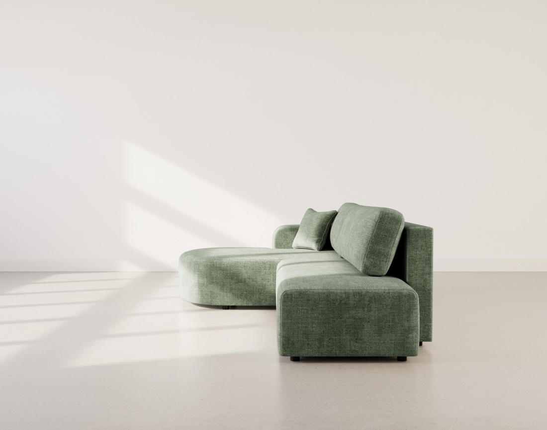 Canapé d'angle gauche 4 places convertible avec coffre sans accoudoirs en velours texturé Miro