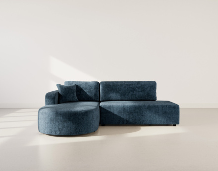 Canapé d'angle gauche 4 places convertible avec coffre sans accoudoirs en velours texturé Miro