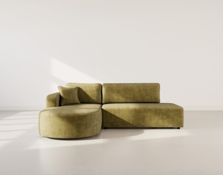 Canapé d'angle gauche 4 places convertible avec coffre sans accoudoirs en velours texturé Miro