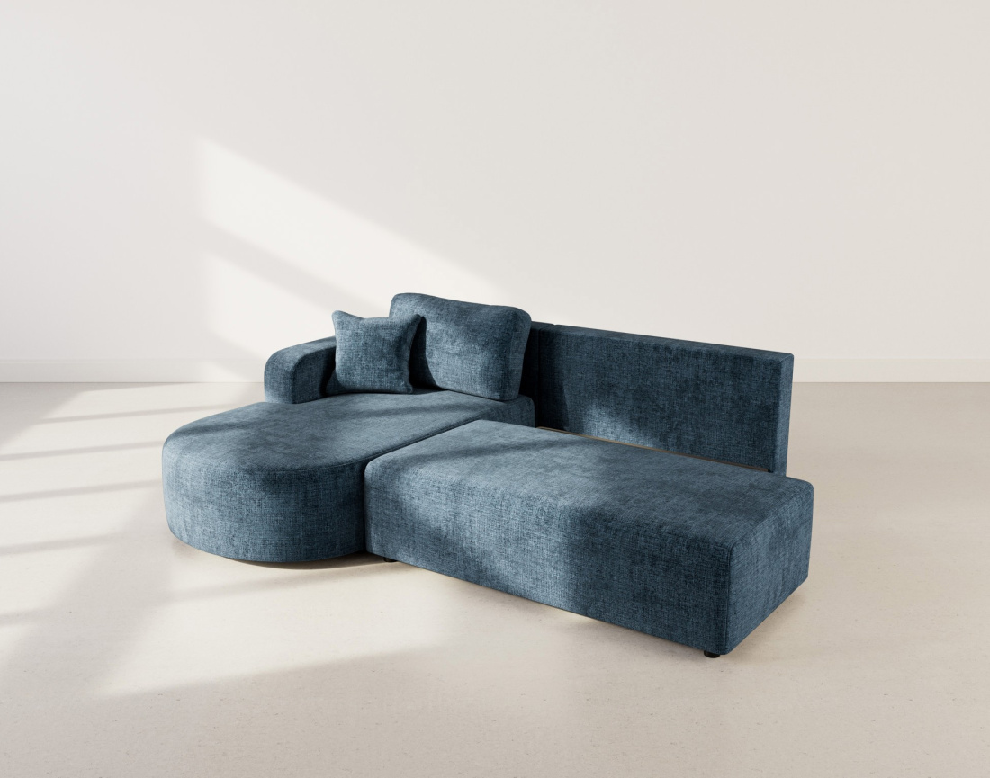 Canapé d'angle gauche 4 places convertible avec coffre sans accoudoirs en velours texturé Miro