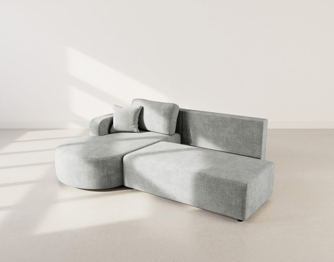 Canapé d'angle gauche 4 places convertible avec coffre sans accoudoirs en velours texturé Miro