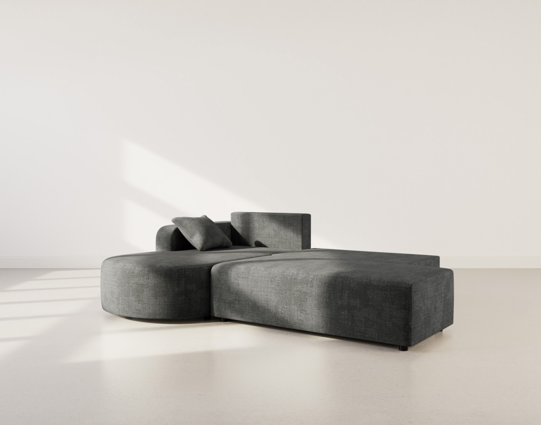 Canapé d'angle gauche 4 places convertible avec coffre sans accoudoirs en velours texturé Miro