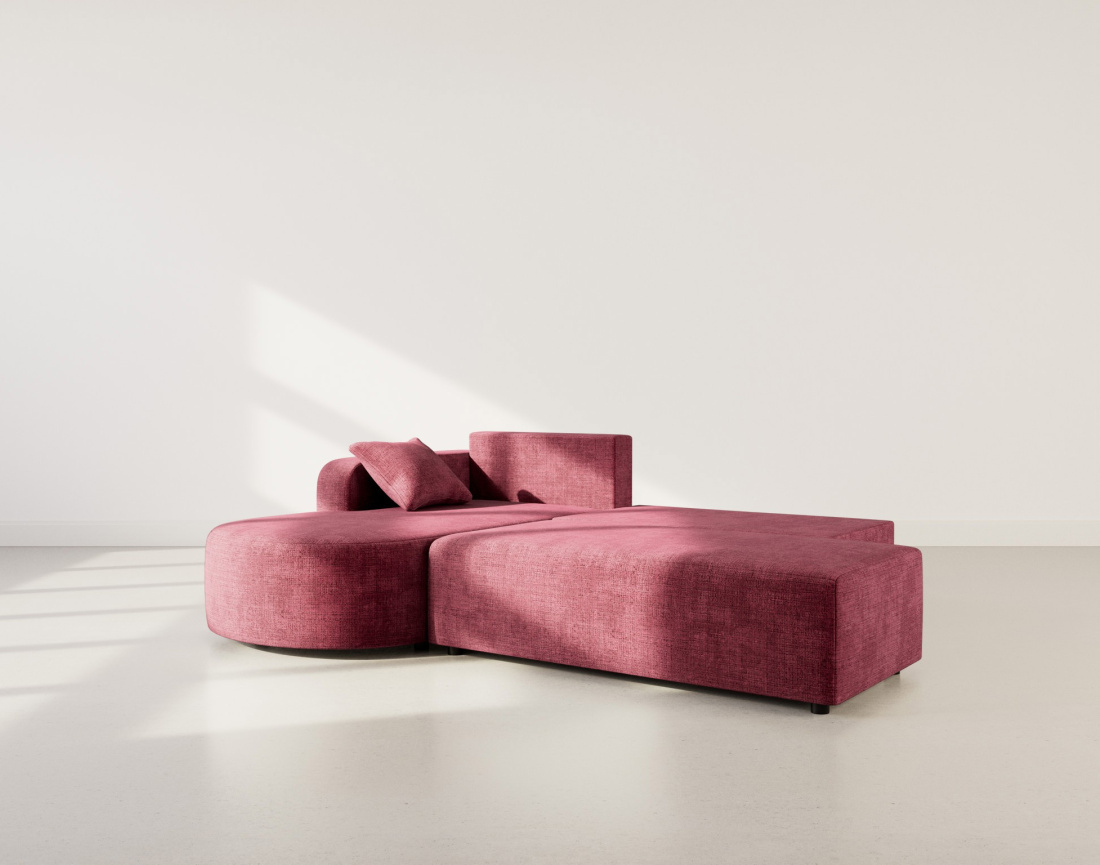 Canapé d'angle gauche 4 places convertible avec coffre sans accoudoirs en velours texturé Miro