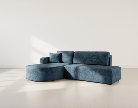 Canapé d'angle gauche 4 places convertible avec coffre sans accoudoirs en velours texturé Miro