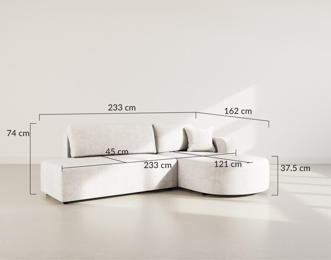 Canapé d'angle droit 4 places convertible avec coffre sans accoudoirs en velours texturé Miro