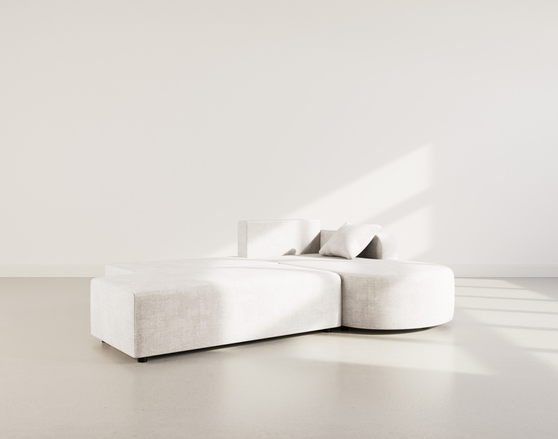 Canapé d'angle droit 4 places convertible avec coffre sans accoudoirs en velours texturé Miro