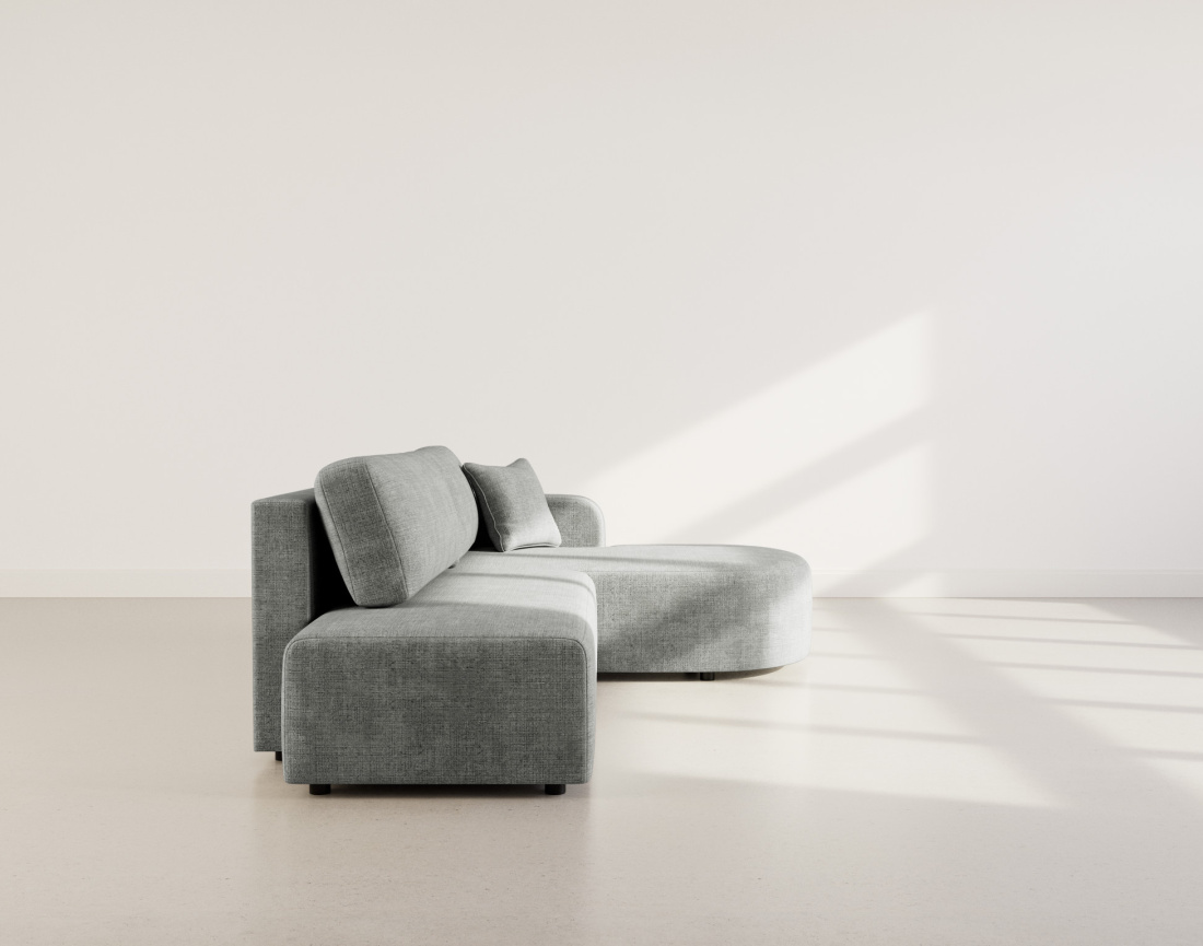 Canapé d'angle droit 4 places convertible avec coffre sans accoudoirs en velours texturé Miro