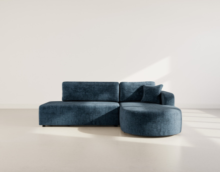 Canapé d'angle droit 4 places convertible avec coffre sans accoudoirs en velours texturé Miro