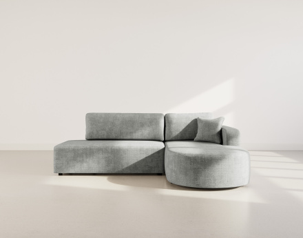 Canapé d'angle droit 4 places convertible avec coffre sans accoudoirs en velours texturé Miro