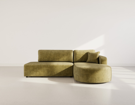 Canapé d'angle droit 4 places convertible avec coffre sans accoudoirs en velours texturé Miro