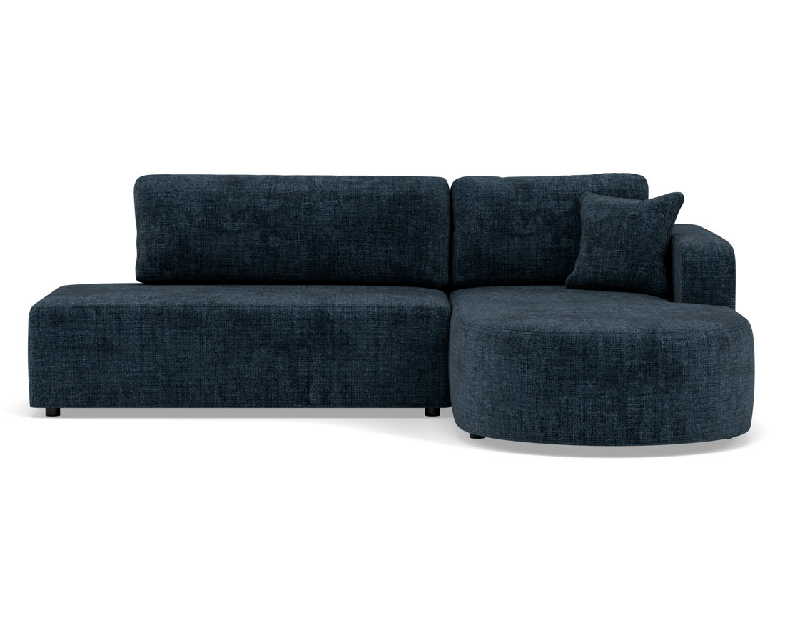 Canapé d'angle droit 4 places convertible avec coffre sans accoudoirs en velours texturé Miro