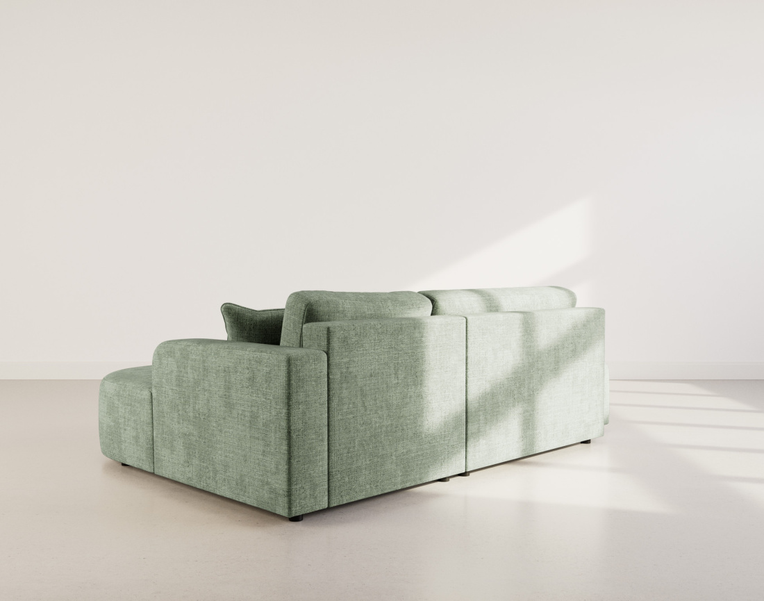 Canapé d'angle droit 4 places convertible avec coffre sans accoudoirs en velours texturé Miro