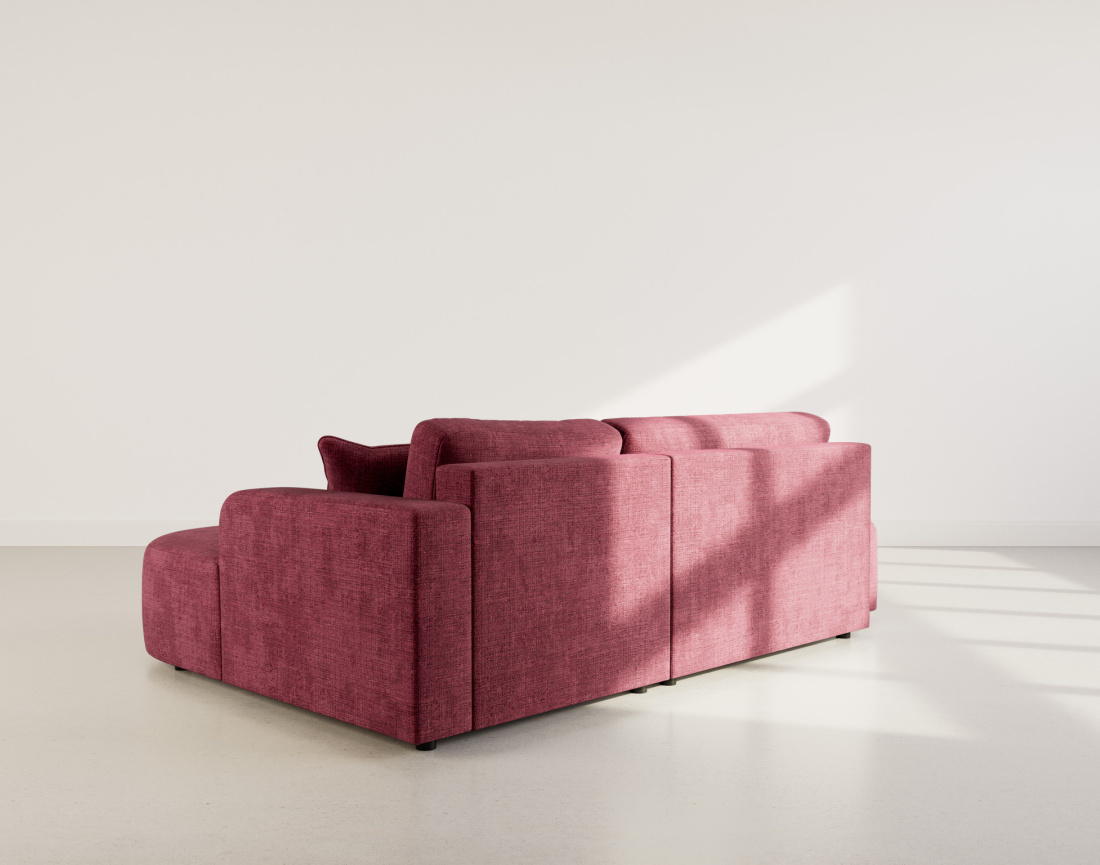 Canapé d'angle droit 4 places convertible avec coffre sans accoudoirs en velours texturé Miro