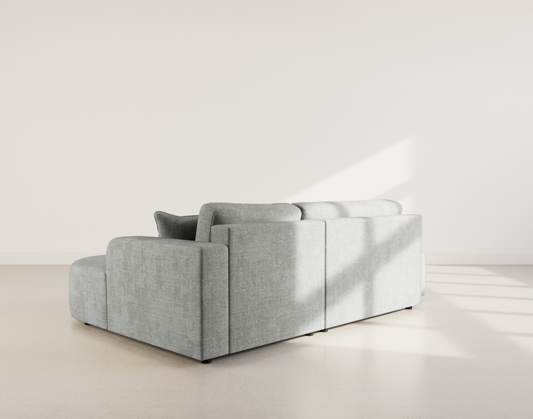 Canapé d'angle droit 4 places convertible avec coffre sans accoudoirs en velours texturé Miro