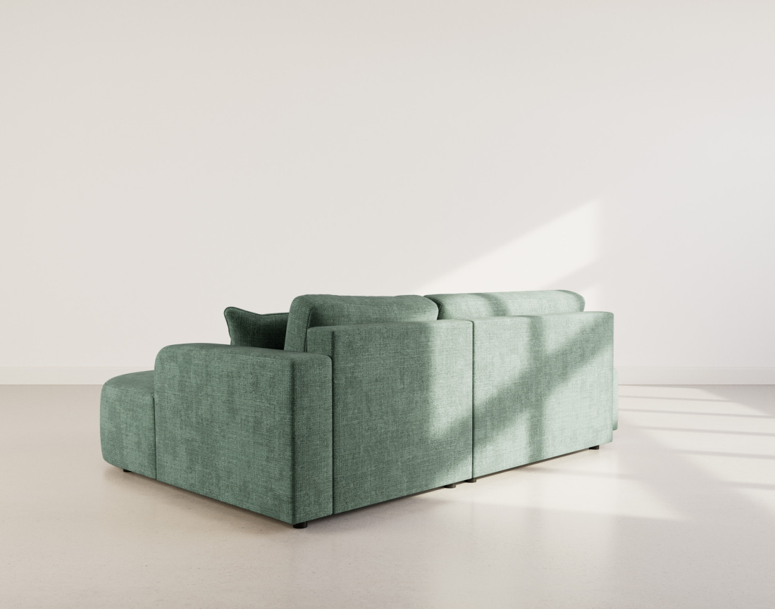 Canapé d'angle droit 4 places convertible avec coffre sans accoudoirs en velours texturé Miro