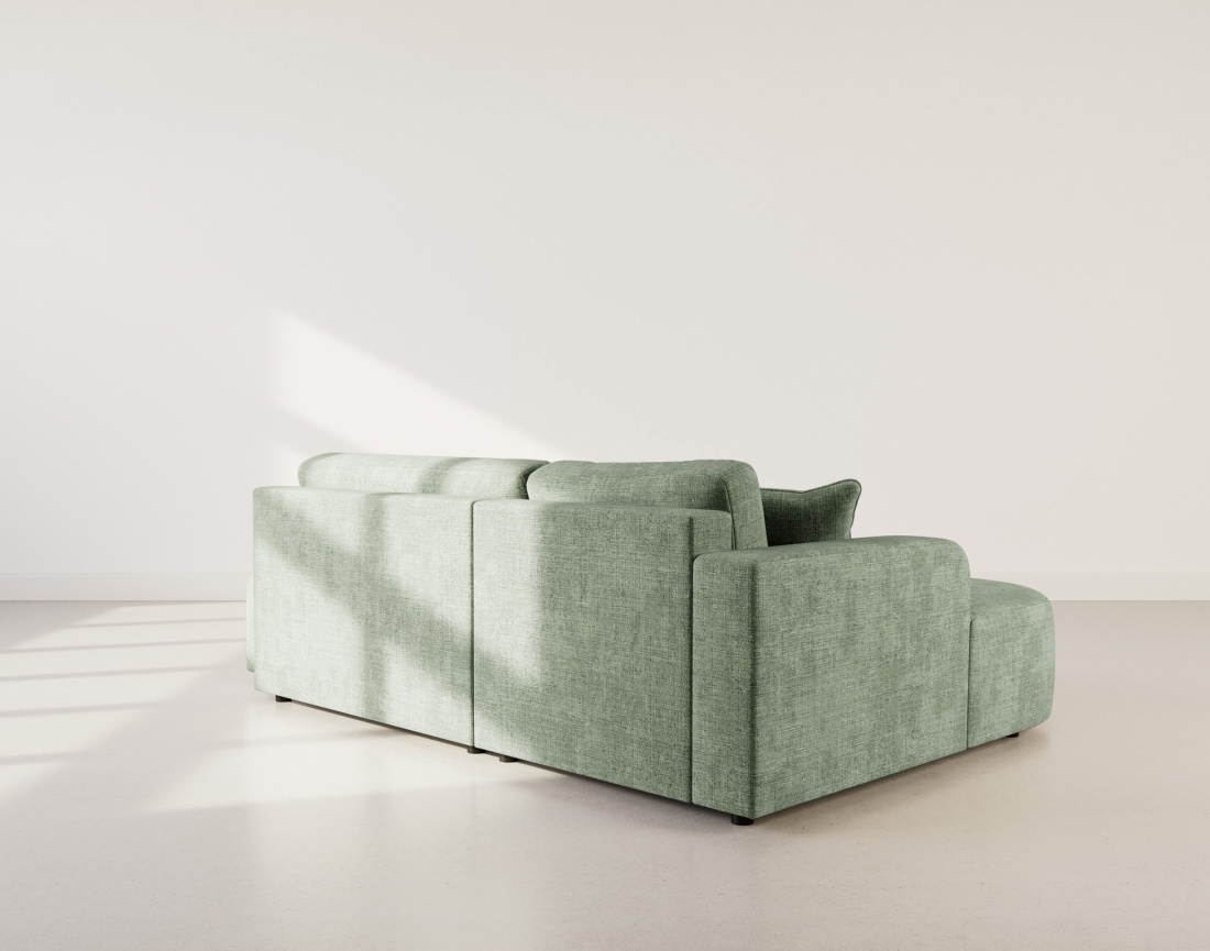 Canapé d'angle gauche 4 places convertible avec coffre sans accoudoirs en velours texturé Miro