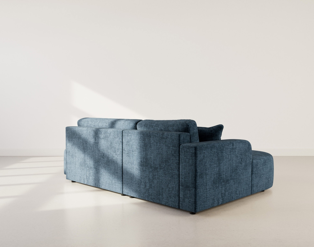 Canapé d'angle gauche 4 places convertible avec coffre sans accoudoirs en velours texturé Miro