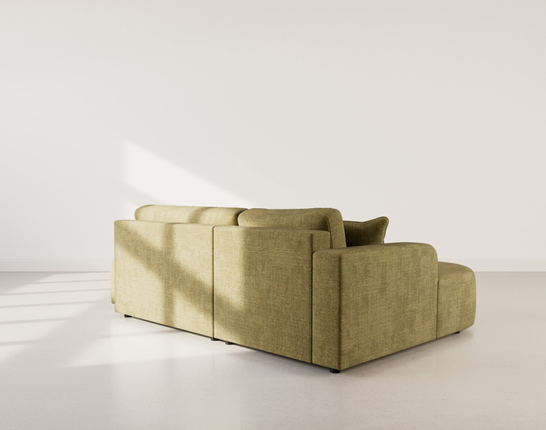 Canapé d'angle gauche 4 places convertible avec coffre sans accoudoirs en velours texturé Miro