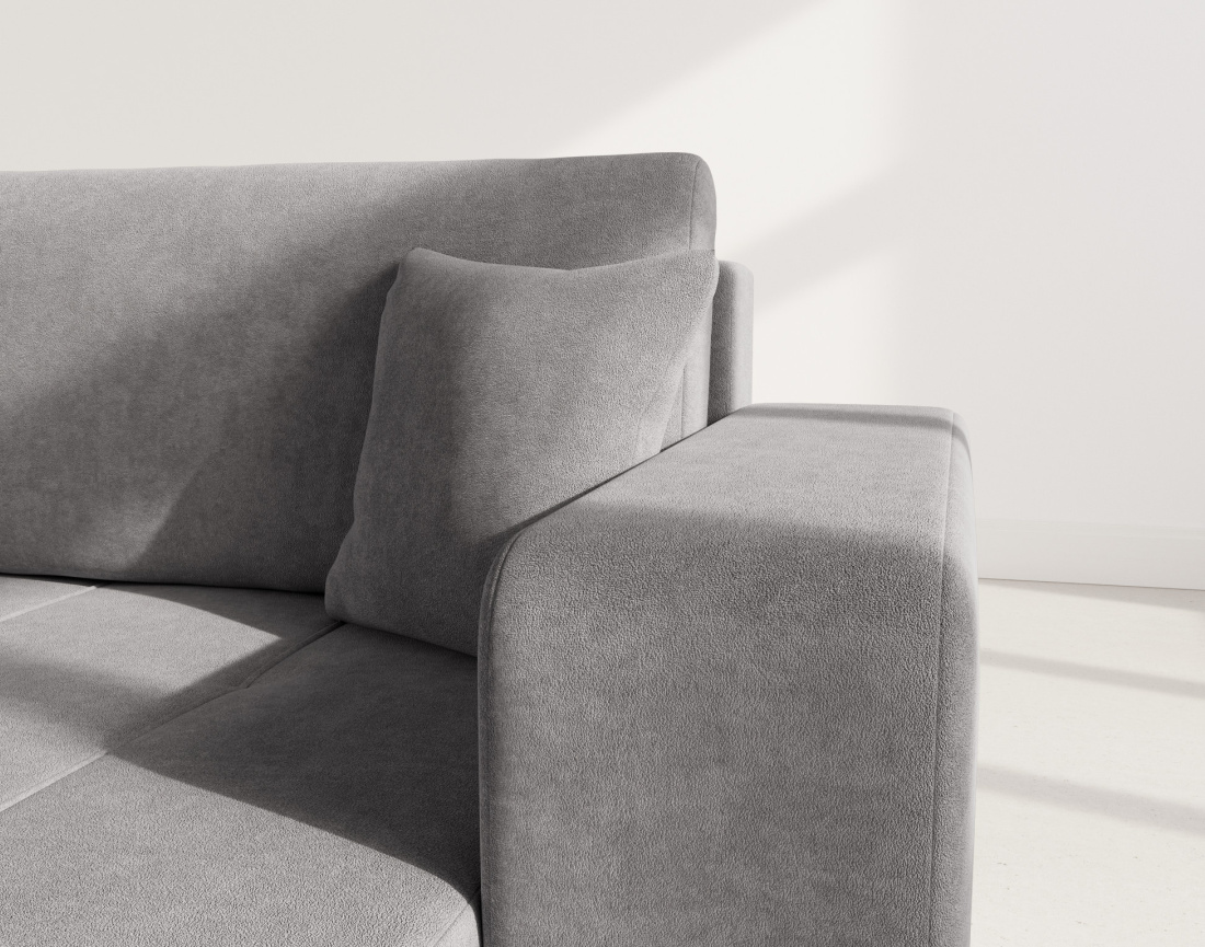 Canapé panoramique en U 7 places convertible avec coffre en tissu Nicole