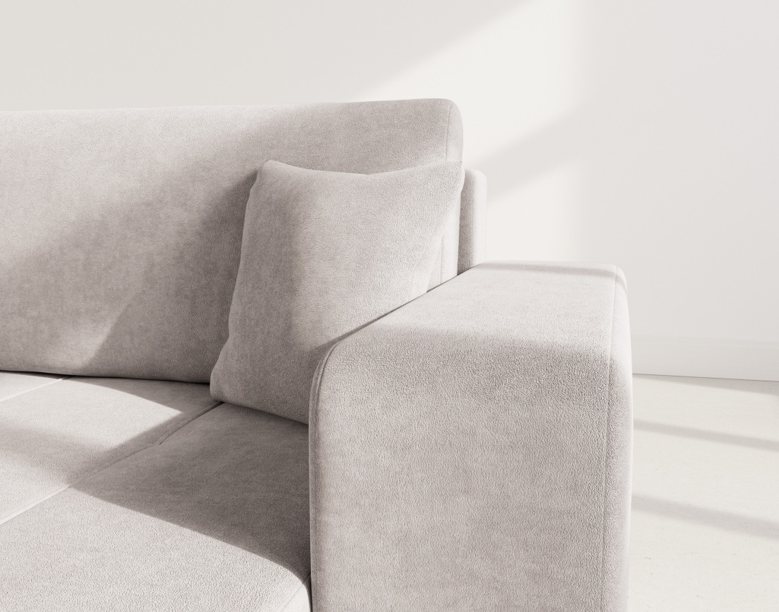 Canapé panoramique en U 7 places convertible avec coffre en tissu Nicole