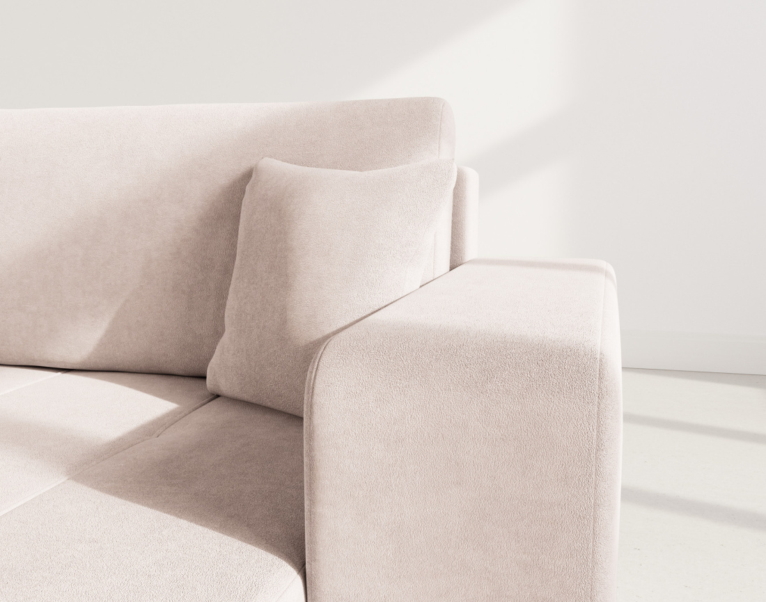 Canapé panoramique en U 7 places convertible avec coffre en tissu Nicole