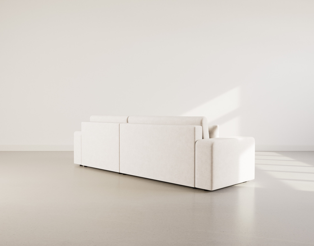 Canapé d'angle réversible 5 places convertible avec coffre en tissu Nicole