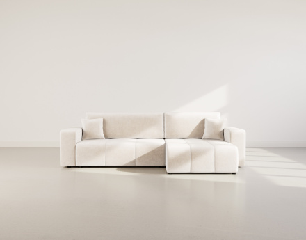 Canapé d'angle réversible 5 places convertible avec coffre en tissu Nicole