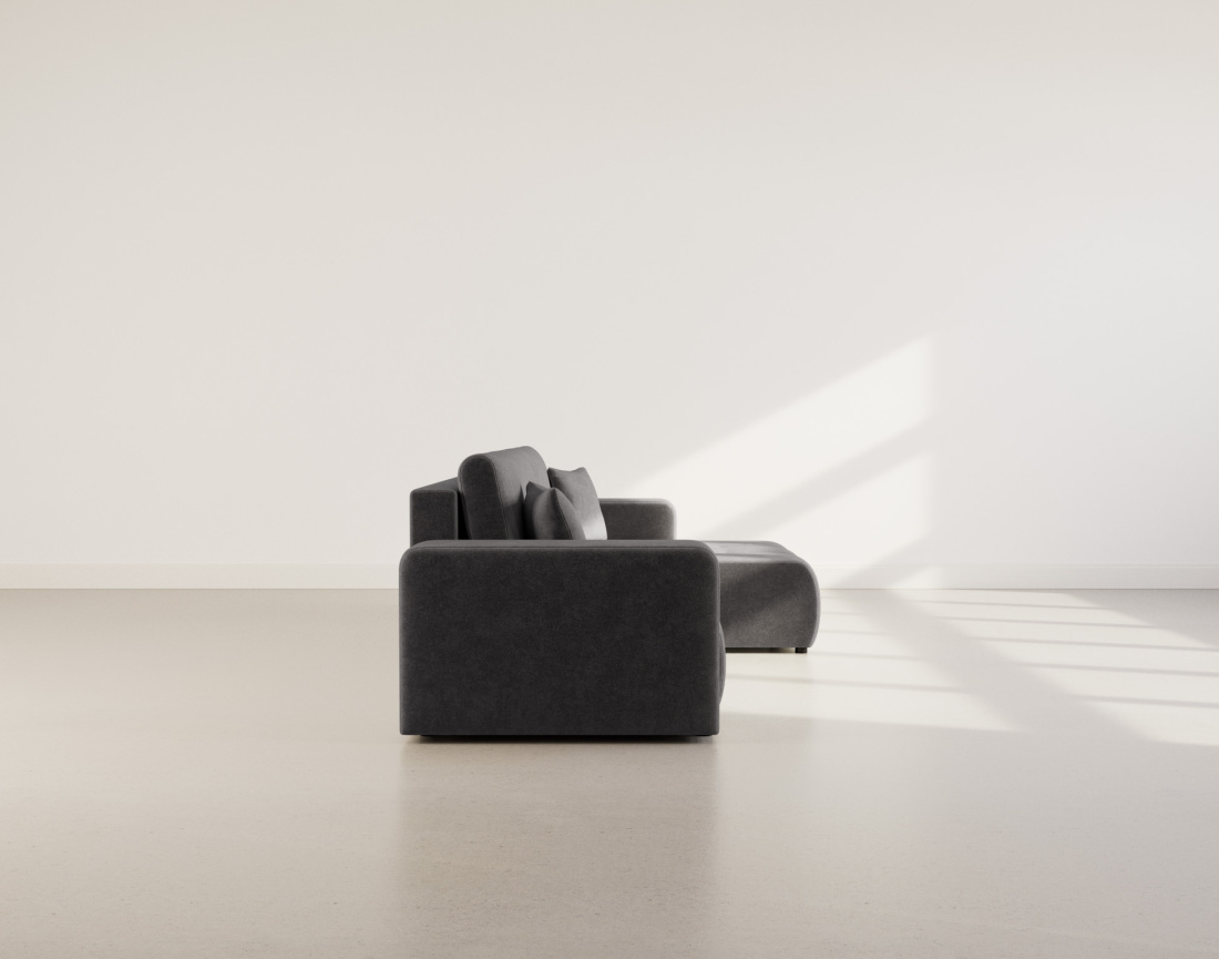 Canapé d'angle réversible 5 places convertible avec coffre en tissu Nicole