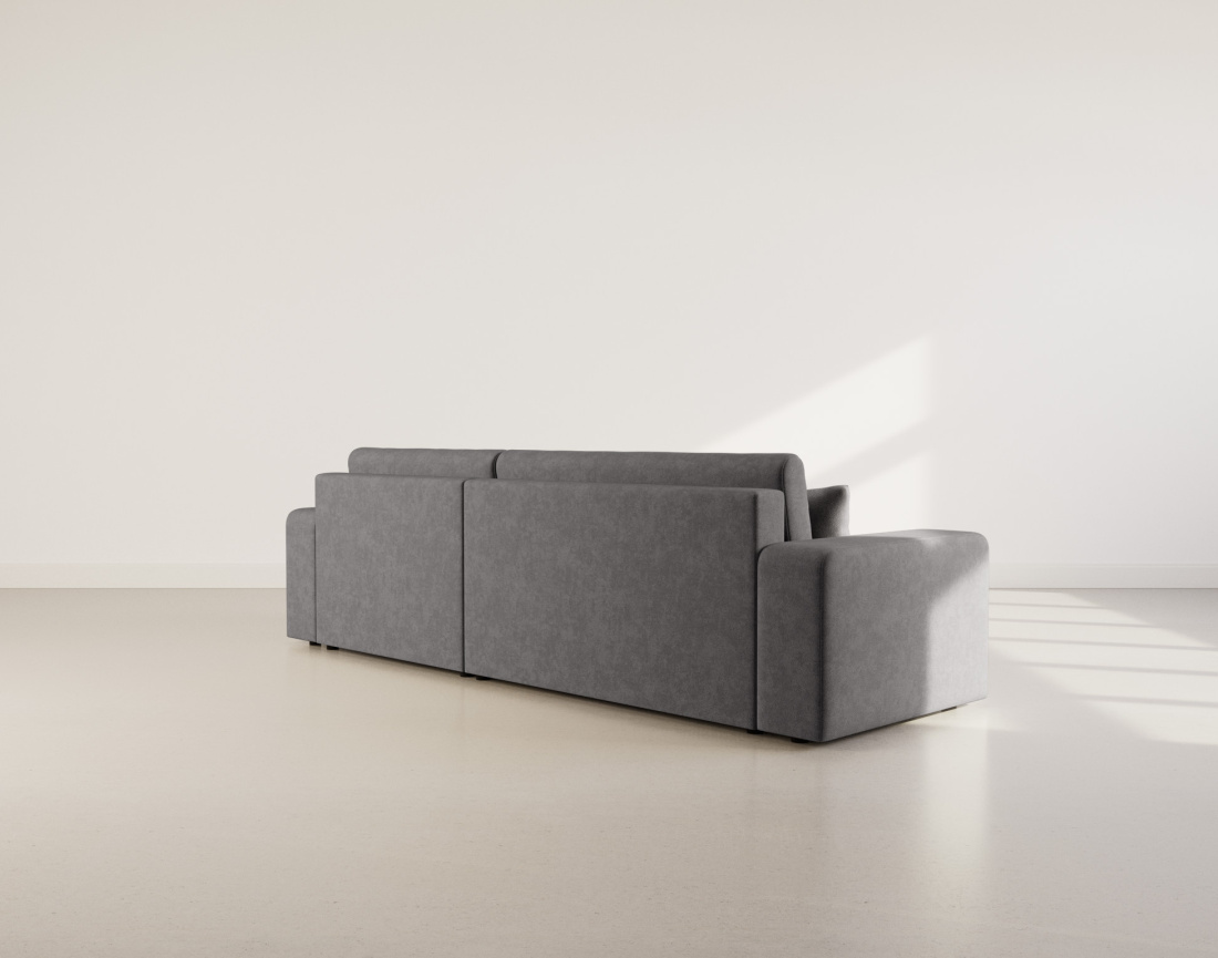 Canapé d'angle réversible 5 places convertible avec coffre en tissu Nicole