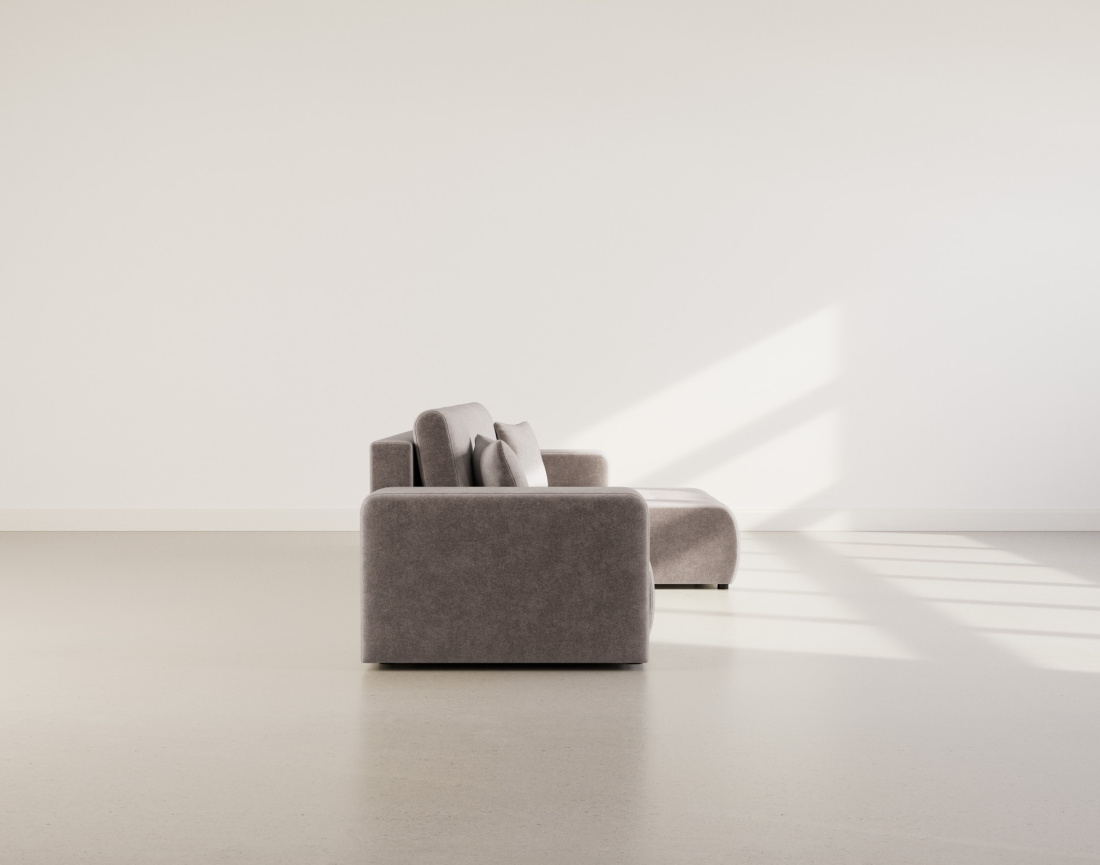 Canapé d'angle réversible 5 places convertible avec coffre en tissu Nicole