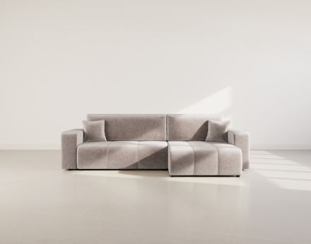 Canapé d'angle réversible 5 places convertible avec coffre en tissu Nicole