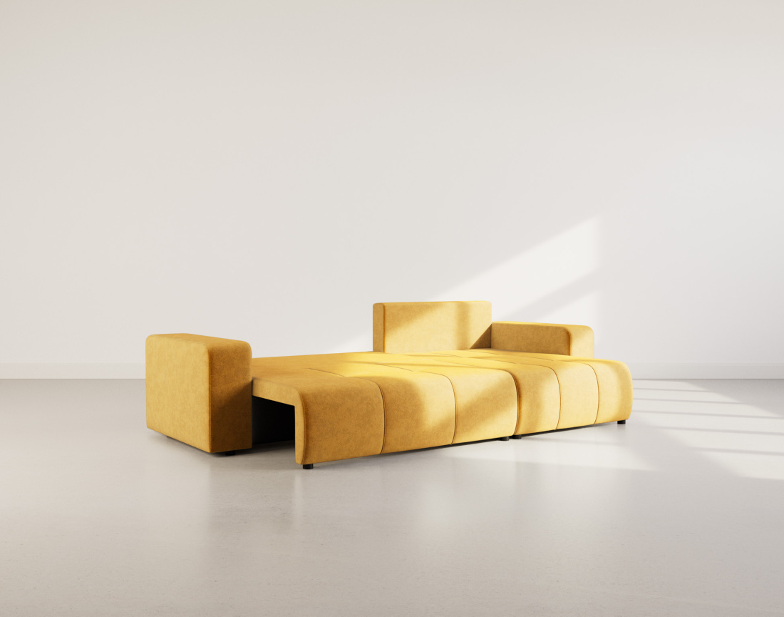 Canapé d'angle réversible 5 places convertible avec coffre en tissu Nicole