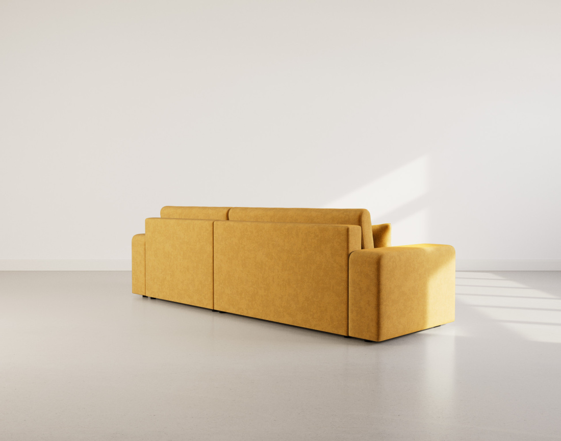 Canapé d'angle réversible 5 places convertible avec coffre en tissu Nicole