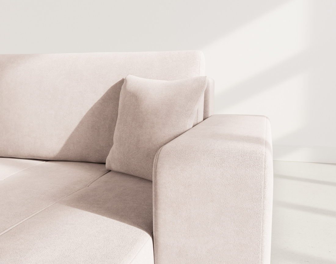 Canapé d'angle réversible 5 places convertible avec coffre en tissu Nicole