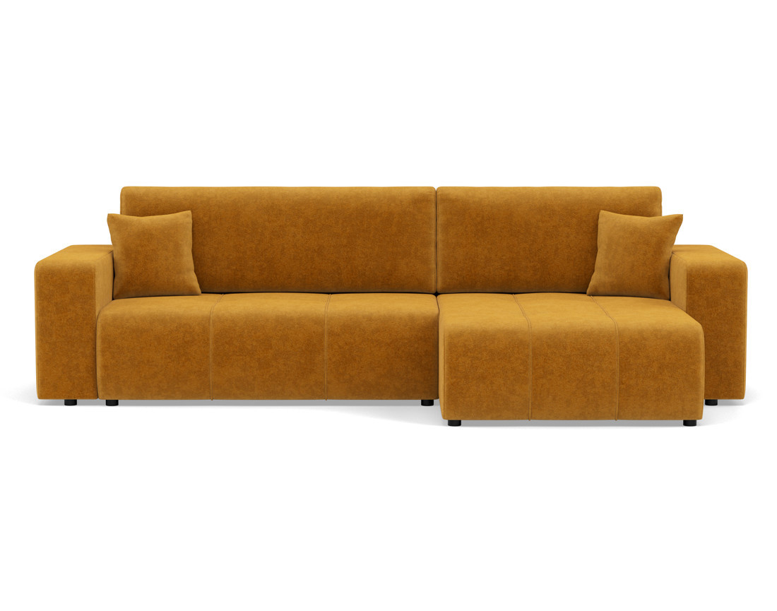 Canapé d'angle réversible 5 places convertible avec coffre en tissu Nicole