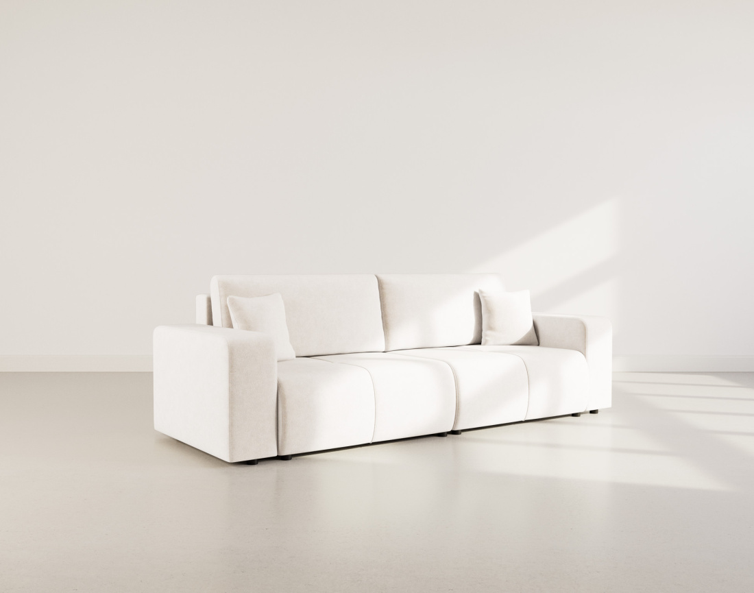 Canapé droit 4 places convertible avec coffre en tissu Nicole