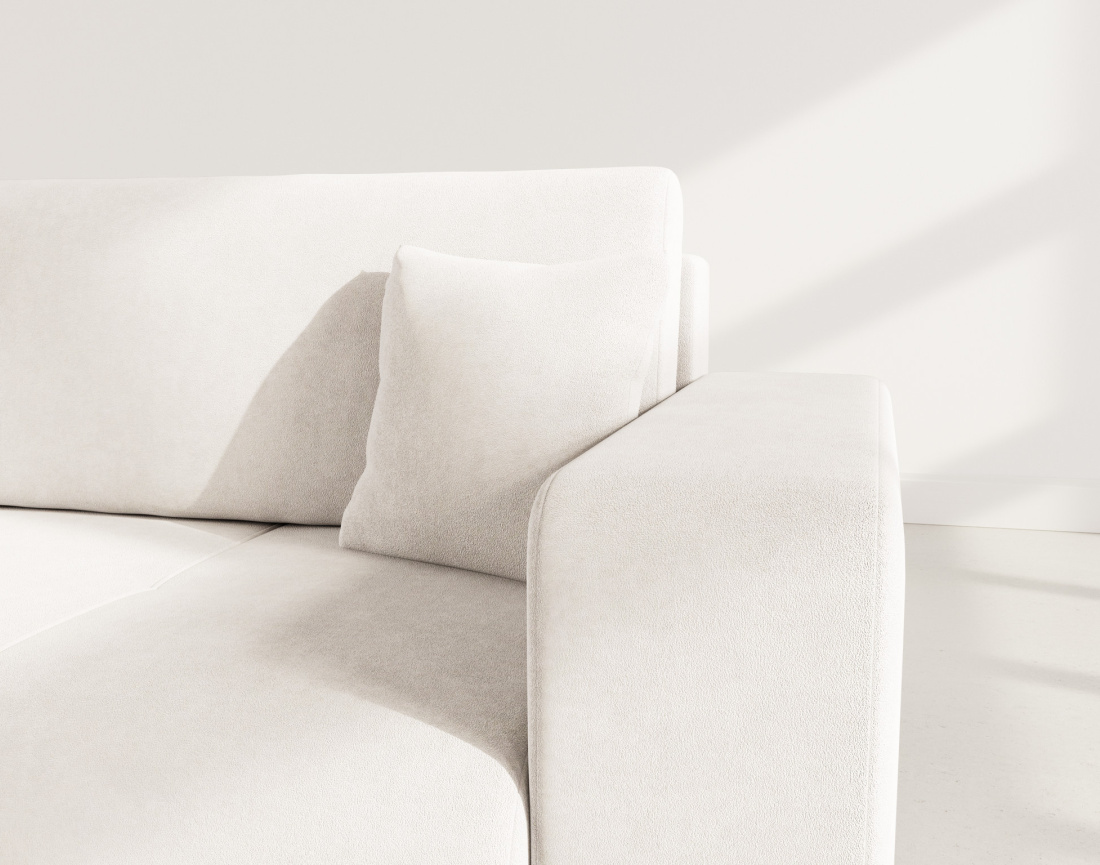 Canapé droit 4 places convertible avec coffre en tissu Nicole