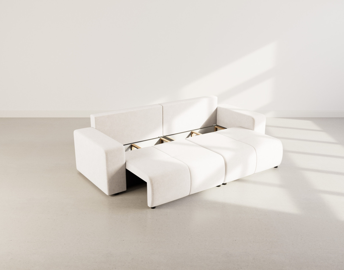 Canapé droit 4 places convertible avec coffre en tissu Nicole