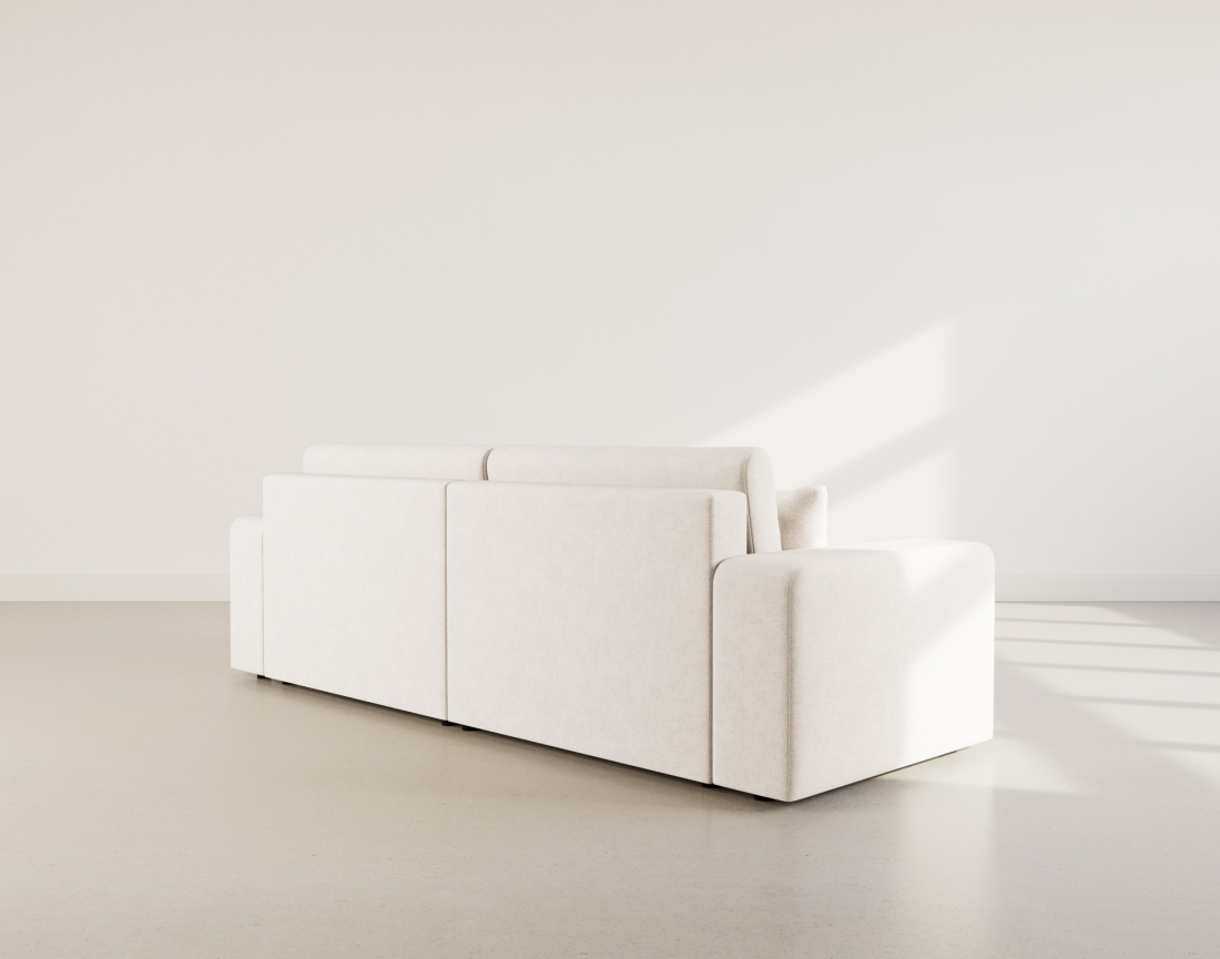 Canapé droit 4 places convertible avec coffre en tissu Nicole